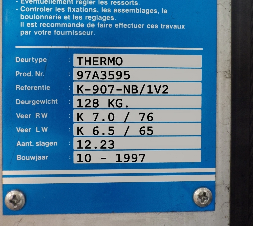 Novoferm industriel torsionsfjederdataplade 2